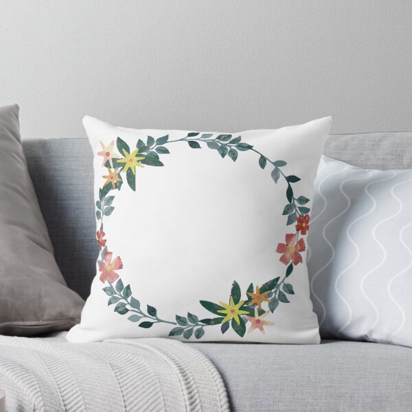 Artikelvorschau, Aquarell Blumen und Blätter Kranz entworfen und verkauft von monodesigns.