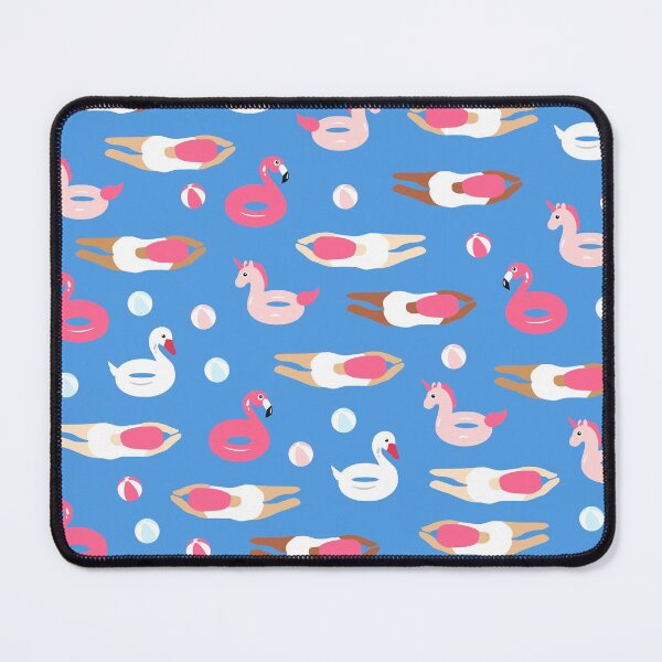 Item preview, Cute Swimmer and Pool Floats on Blue Background designed and sold by kapotka.