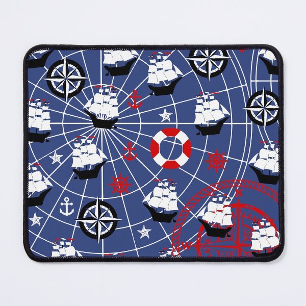 Item preview, Sailing Boat Pattern - nautical print with anchors and boats on blue background designed and sold by kapotka.