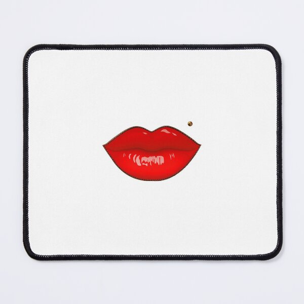 Item preview, Red lips with lipstick makeup kiss mouth beauty mark Madonna piercing designed and sold by GlamourChick.