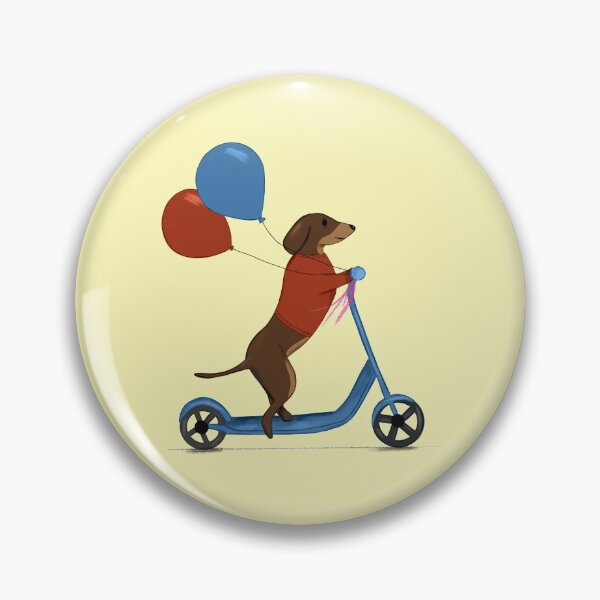 Item preview, Dachshund on Scooter with Balloons - Yellow designed and sold by Kittys-Art.