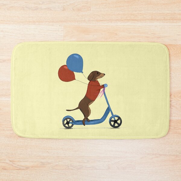 Item preview, Dachshund on Scooter with Balloons - Yellow designed and sold by Kittys-Art.