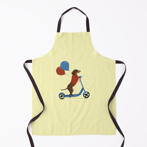 Item preview, Dachshund on Scooter with Balloons - Yellow designed and sold by Kittys-Art.