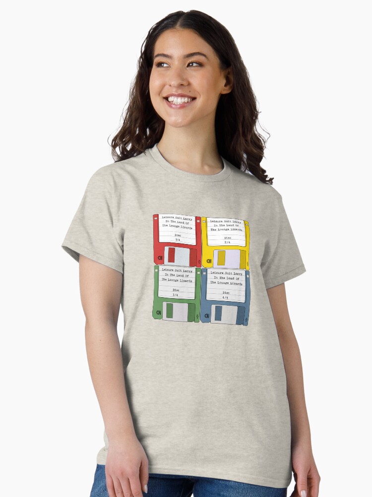 Thumbnail 2 of 7, Classic T-Shirt, Leisure Suit Larry on 4 floppy discs designed and sold by thedrumstick.