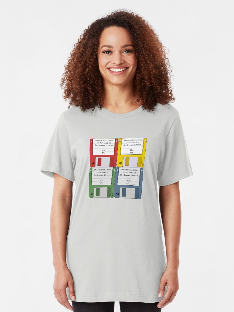 Alternate view of Leisure Suit Larry on 4 floppy discs Slim Fit T-Shirt