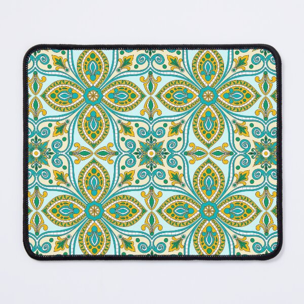 Item preview, Moroccan Tile Pattern - Yellow and Green - Detailed Block Print Design, simple pattern designed and sold by SemDesigns1.