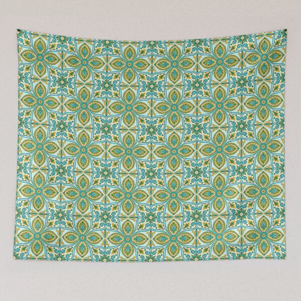 Item preview, Moroccan Tile Pattern - Yellow and Green - Detailed Block Print Design, simple pattern designed and sold by SemDesigns1.