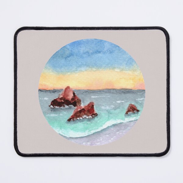 Item preview, Seascape at Sunset - Round - Watercolour Painting designed and sold by Pattokarts.