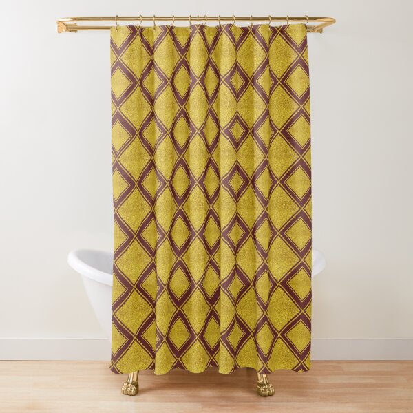 Gold Diamond on Maroon red background pattern Shower Curtain