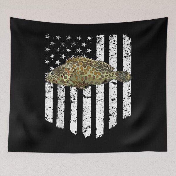 Item preview, Black White American Flag Groupers 4th Of July Fish designed and sold by aliceshe.