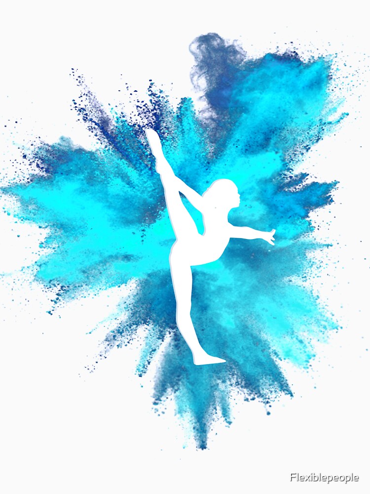 Download "Gymnast Silhouette - Blue Explosion " T-shirt by Flexiblepeople | Redbubble