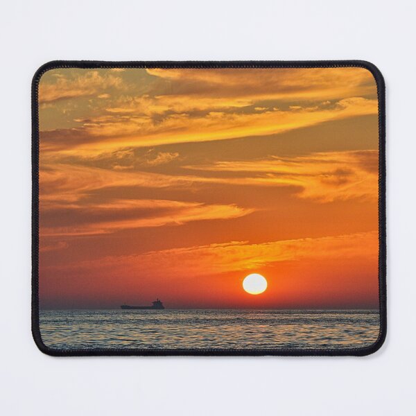 Item preview, Vibrant Ocean Sunset with Ship on the Horizon designed and sold by Sailmates Reflections.