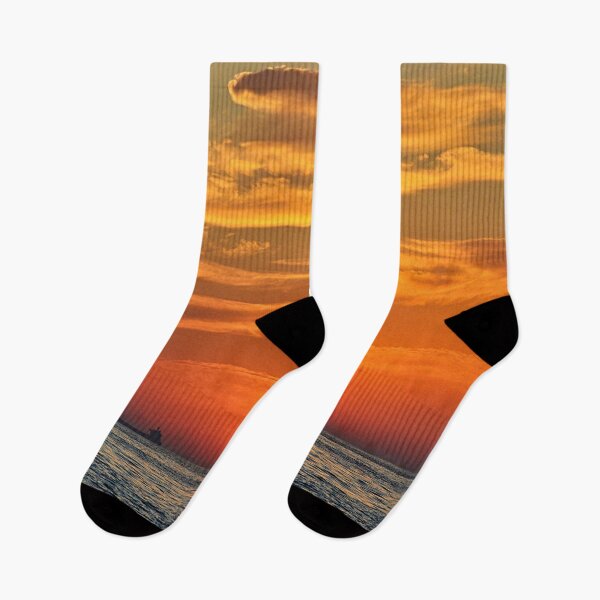 Item preview, Vibrant Ocean Sunset with Ship on the Horizon designed and sold by Sailmates Reflections.