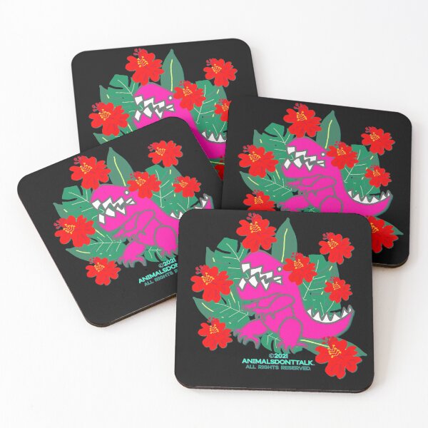 Item preview, Dinosaur's Hawaiian Summer (on Black) designed and sold by ANIMALSDONTTALK.