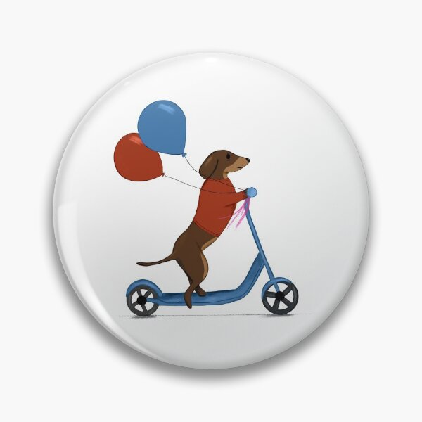 Item preview, Dachshund on Scooter with Balloons designed and sold by Kittys-Art.