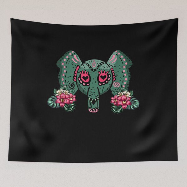 Item preview, Mexican Elephant With Flowers And Hearts For Day Of The Dead designed and sold by aliceshe.