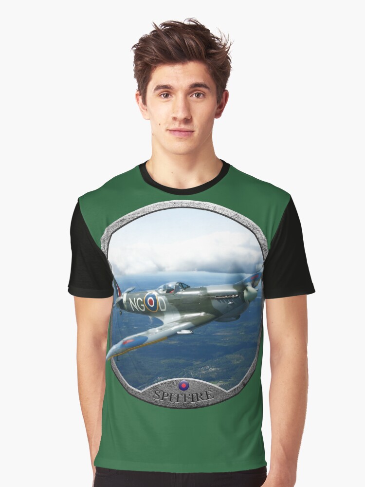 Imagen 1 de 5, Camiseta gráfica con la obra Aeronaves Spitfire, diseñada y vendida por CoolCarVideos.