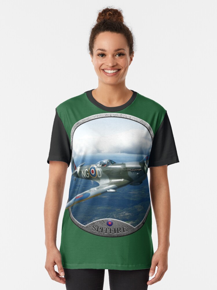 Imagen 2 de 5, Camiseta gráfica con la obra Aeronaves Spitfire, diseñada y vendida por CoolCarVideos.