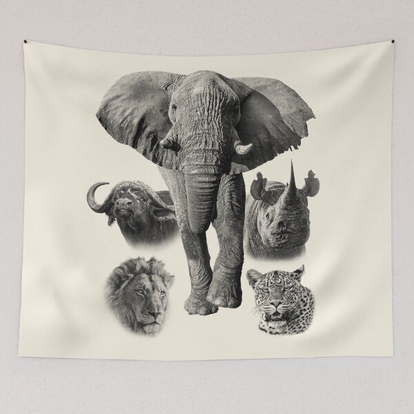 Item preview, Africa's Iconic Big Five Wildlife Artwork designed and sold by Scotch Macaskill.