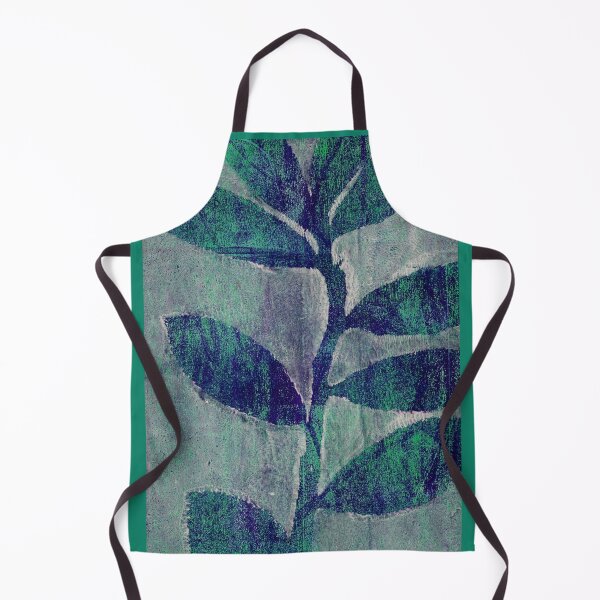 Item preview, Botanical monoprint of real leaves and stem, blue, green designed and sold by AliSullivanArt.