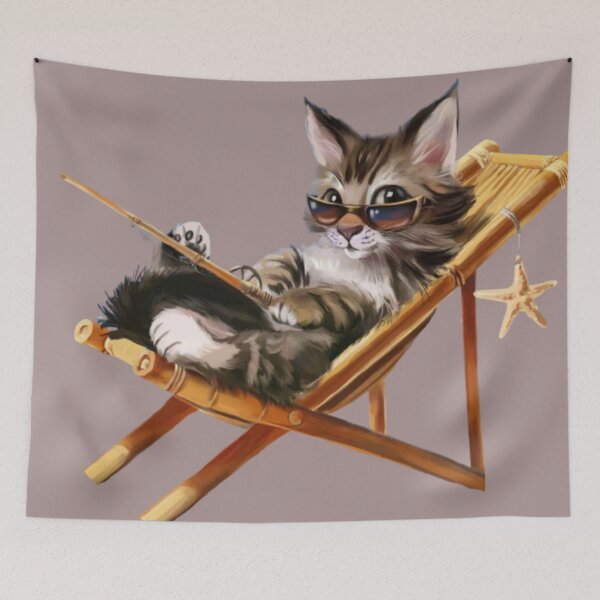 Item preview, The cat relaxes after a day fishing. designed and sold by Karine Dupras.