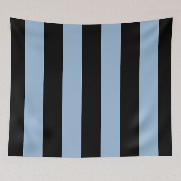 Item preview, Pastel Blue and Black Vertical Stripe Pattern 2022 Trending Color - Colour - Hue - Shade Pantone Clear Sky 14-4123 designed and sold by ColorOfTheYears.