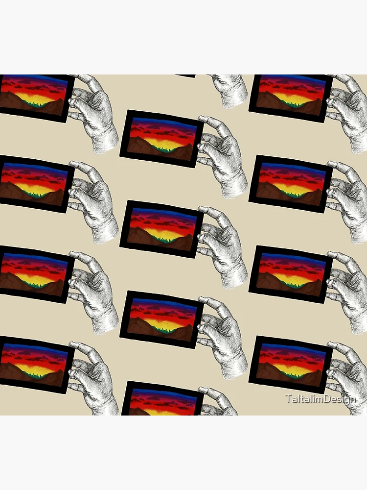 Thumbnail 5 of 5, Socks, 'Sunset In My Hand' - Hand Drawn Ink Design designed and sold by TaltalimDesign.