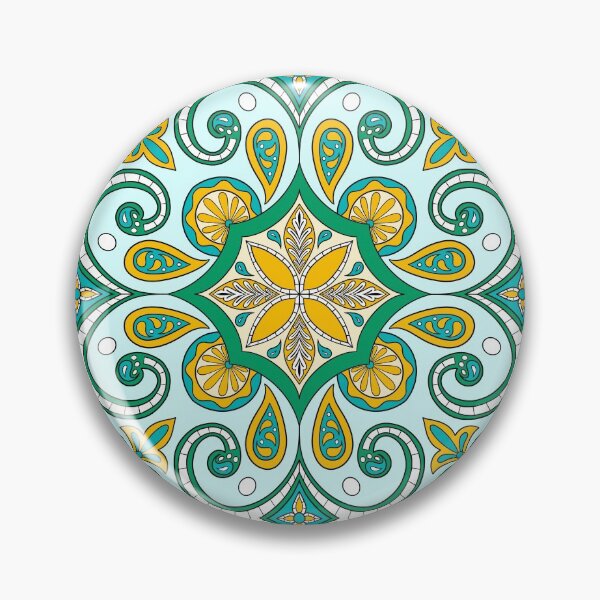 Item preview, Moroccan Tile Pattern - Yellow and Green - Detailed Block Print Design, simple pattern designed and sold by SemDesigns1.