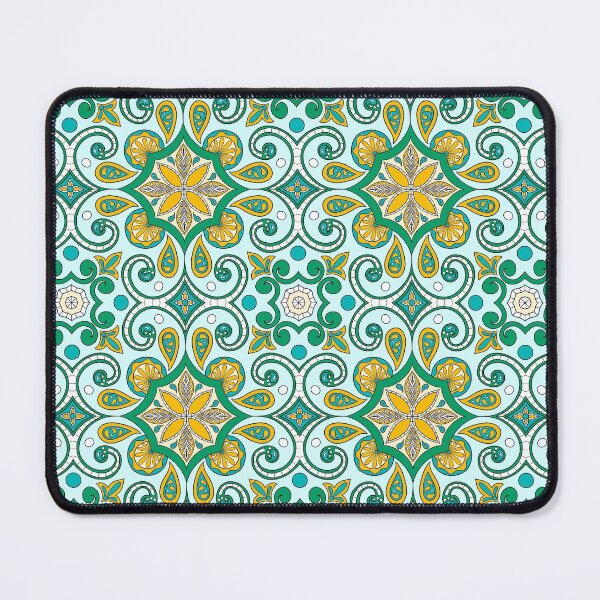 Item preview, Moroccan Tile Pattern - Yellow and Green - Detailed Block Print Design, simple pattern designed and sold by SemDesigns1.