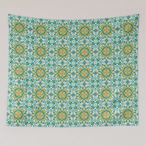 Item preview, Moroccan Tile Pattern - Yellow and Green - Detailed Block Print Design, simple pattern designed and sold by SemDesigns1.