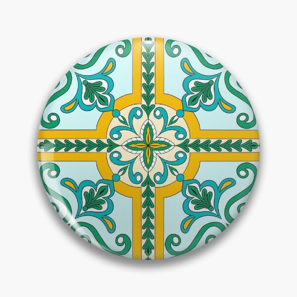 Item preview, Moroccan Tile Pattern - Yellow and Green - Detailed Block Print Design, simple pattern designed and sold by SemDesigns1.
