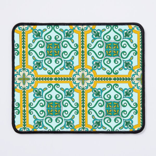 Item preview, Moroccan Tile Pattern - Yellow and Green - Detailed Block Print Design, simple pattern designed and sold by SemDesigns1.