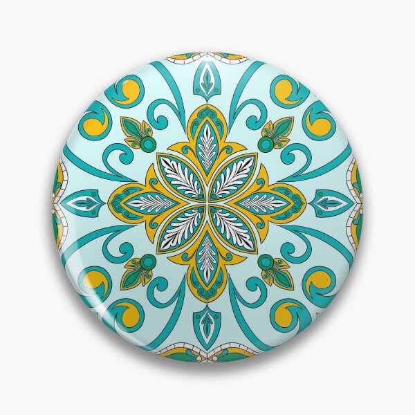 Item preview, Moroccan Tile Pattern - Yellow and Green - Detailed Block Print Design, simple pattern designed and sold by SemDesigns1.