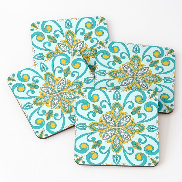 Item preview, Moroccan Tile Pattern - Yellow and Green - Detailed Block Print Design, simple pattern designed and sold by SemDesigns1.