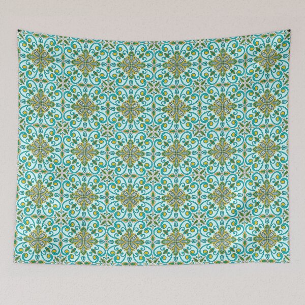Item preview, Moroccan Tile Pattern - Yellow and Green - Detailed Block Print Design, simple pattern designed and sold by SemDesigns1.