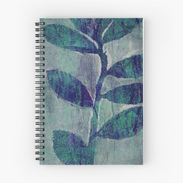 Item preview, Botanical monoprint of real leaves and stem, blue, green  designed and sold by AliSullivanArt.