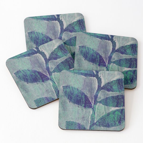Item preview, Botanical monoprint of real leaves and stem, blue, green  designed and sold by AliSullivanArt.