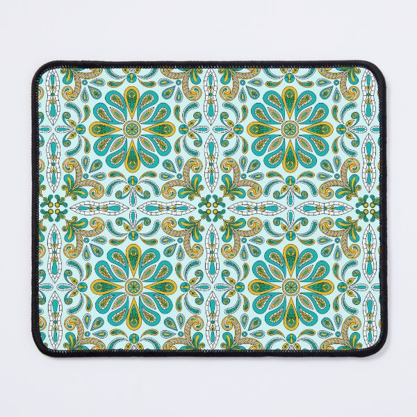 Item preview, Moroccan Tile Pattern - Yellow and Green - Detailed Block Print Design, simple pattern designed and sold by SemDesigns1.