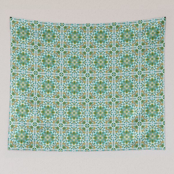 Item preview, Moroccan Tile Pattern - Yellow and Green - Detailed Block Print Design, simple pattern designed and sold by SemDesigns1.