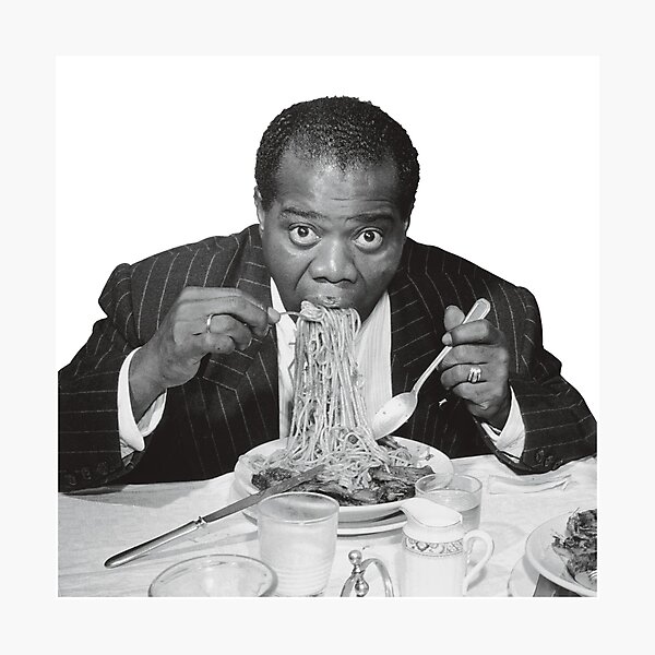 Louis Armstrong Eating Spaghetti Photographic Print