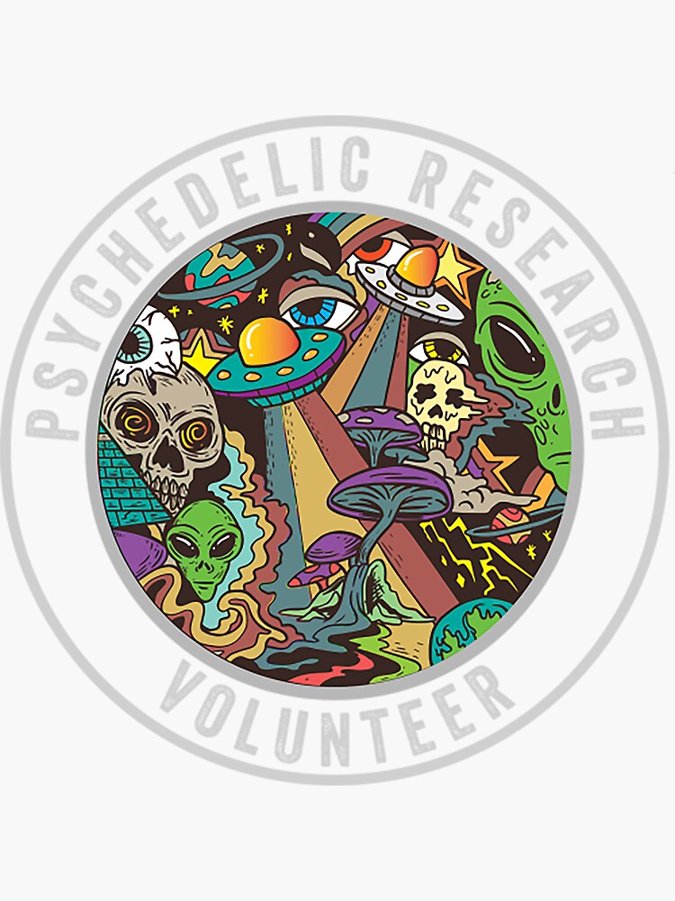 "Psychedelic Research Volunteer" Sticker for Sale by lintschie Redbubble
