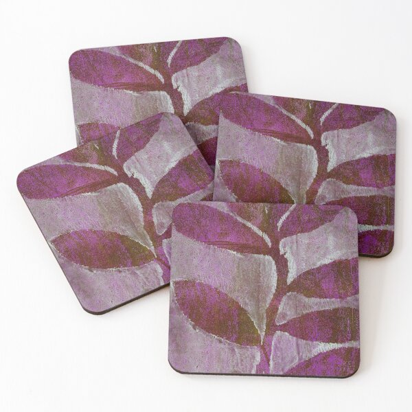 Item preview, Botanical monoprint of real leaves in beautiful pinks and green designed and sold by AliSullivanArt.