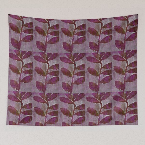 Item preview, Botanical monoprint of real leaves in beautiful pinks and green designed and sold by AliSullivanArt.
