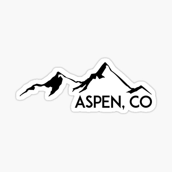 ASPEN COLORADO Ski Skiing Mountain Mountains Skiing Skis Silhouette Snowboard Snowboarding Sticker