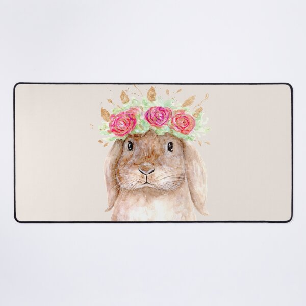 Artikelvorschau, Hase mit Blumenkrone - Aquarellmalerei entworfen und verkauft von Pattokarts.