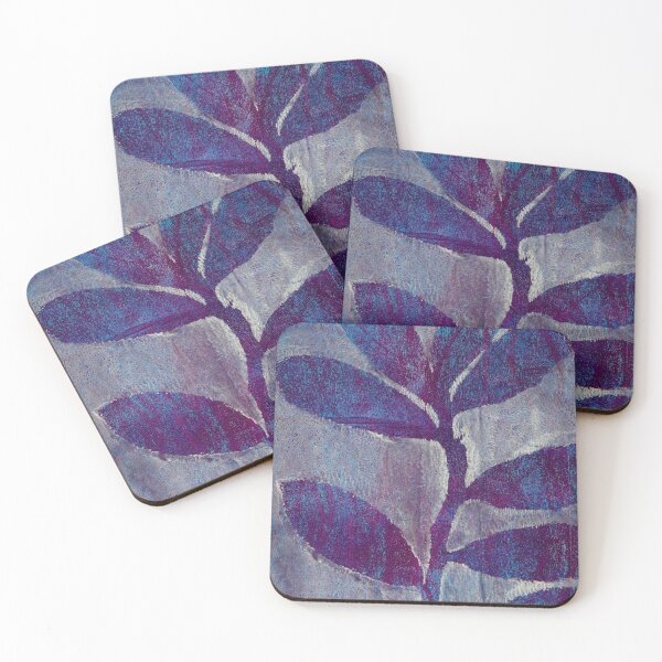 Item preview, Botanical monoprint of real leaves in beautiful purple and blue designed and sold by AliSullivanArt.