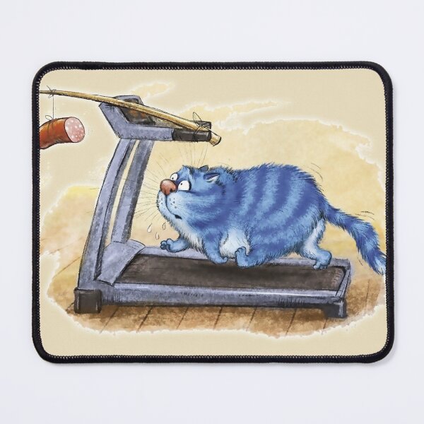 Item preview, A Fat Blue Cat Runs On A Treadmill For Sausage designed and sold by Phantasmal-2-do.