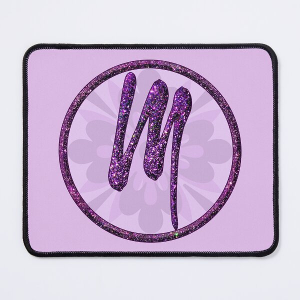 Item preview, Alphabet M letter glittering monogram in purple glitter initials designed and sold by GlamourChick.