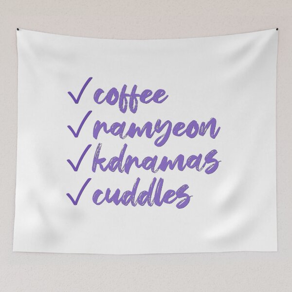 Item preview, Coffee, Ramyeon, K-dramas and Cuddles designed and sold by co-stars.