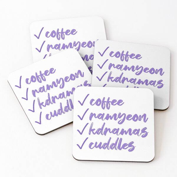 Item preview, Coffee, Ramyeon, K-dramas and Cuddles designed and sold by co-stars.